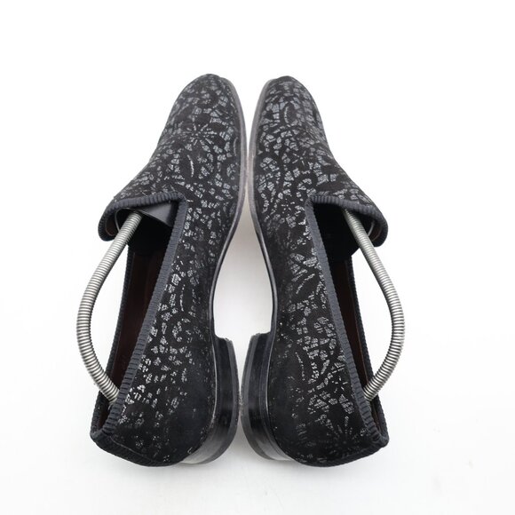 Mezlan  Black  Silver Shoes Men's US Size 10 Slip on Dress Shoes Floral Spain - Picture 5 of 10